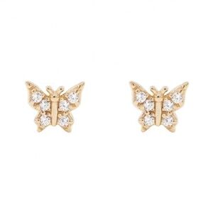 Gold Butterfly Stud Earrings – Dainty Minimalist 18K Gold Plated, NWT
